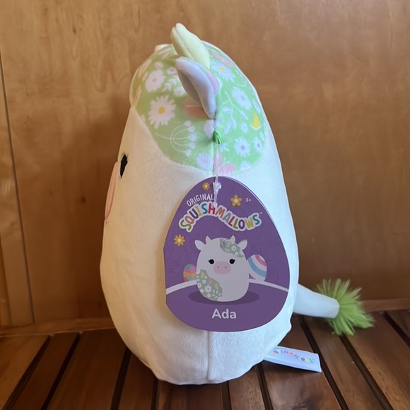 🟣 NWT 8” Ada The Easter Cow Squishmallow, floral flower butterfly print spring - Picture 4 of 8